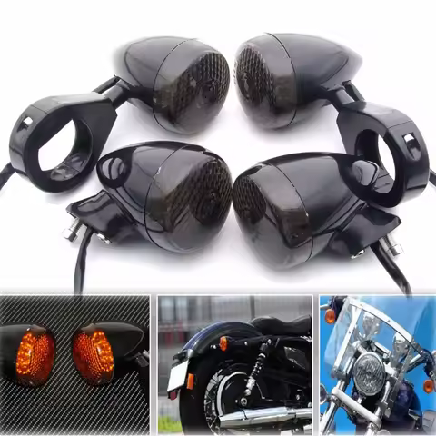 4PCS Set Black Motorcycle Turn Signal Fog Light 39mm Relocation Fork Clamp For Harley Dyna Sportster Softai 883 XL Fat Boy