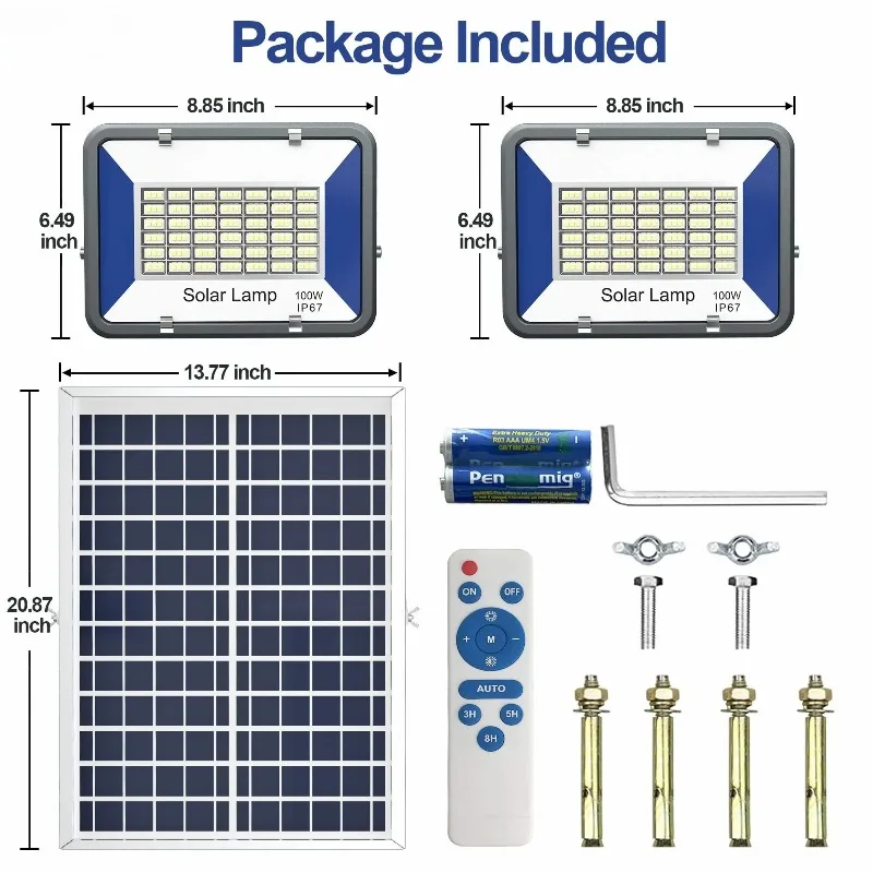 

Solar FloodlChinaight 100W From Dusk To Dawn With Remote Control LED On White Floodlight Ip67 Waterproof Solar Light