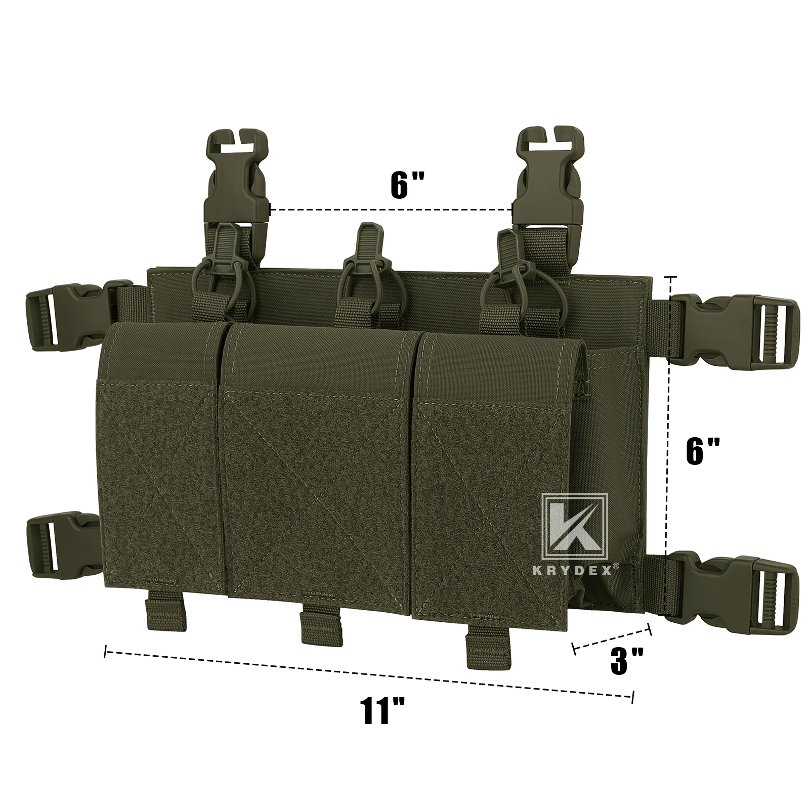 KRYDEX Triple porta cargadores 556 con bolsas GP para chaleco táctico - imagen 3