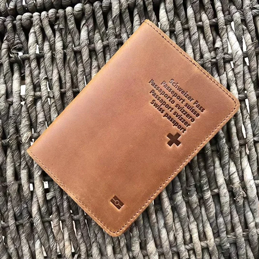 Leather Swiss Passport Cover Genuine Leather Switzerland Travel Passport Holder Full Grain Leather Passport