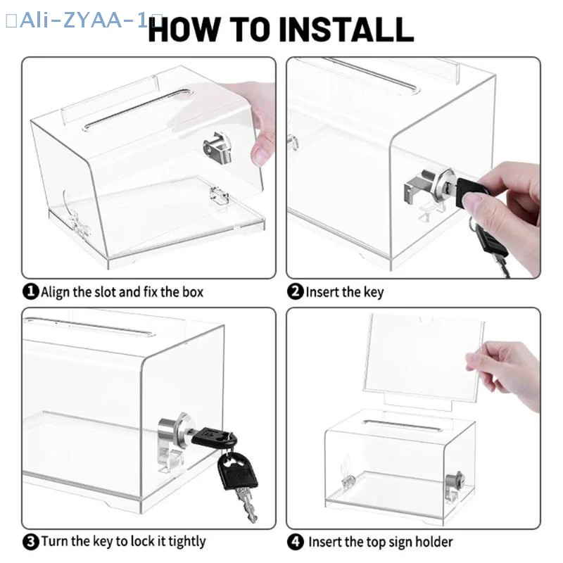 【ZYAA-1】حاوية بلاستيكية مع قفل وحامل علامة صندوق اقتراحات صندوق الاقتراع الصلب من الأكريليك ذو طرف متين للتصويت #5