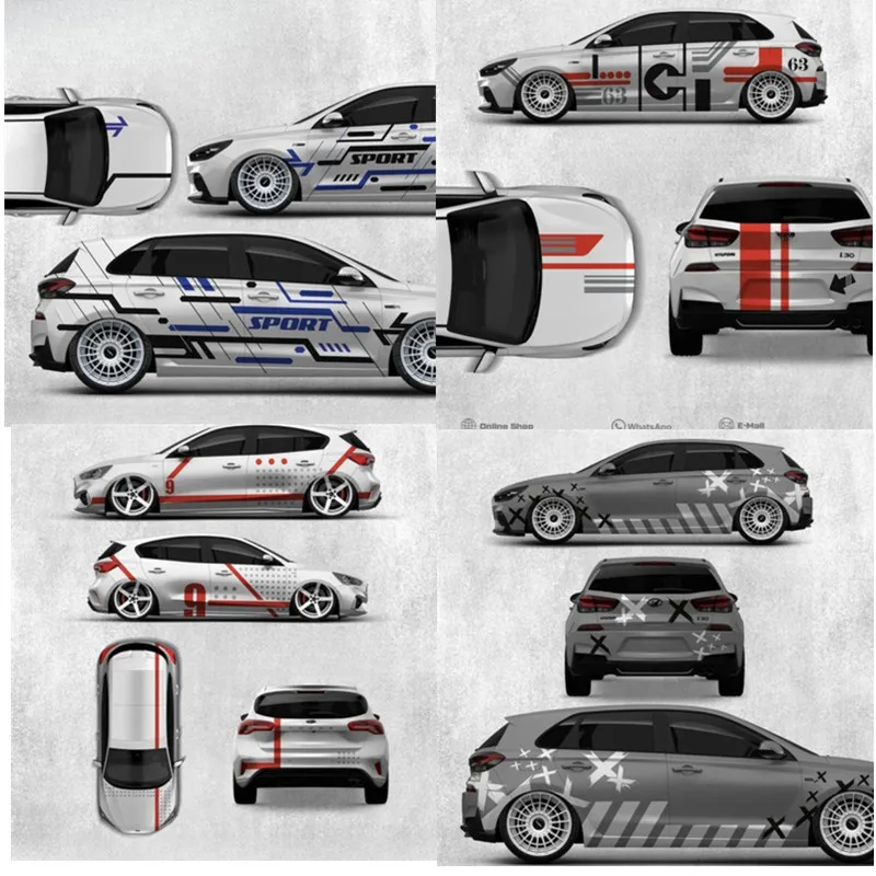 

Car Vinyl Stickers side customized racing exterior decoration modification full decal FOR Fastback i30 Focus golf