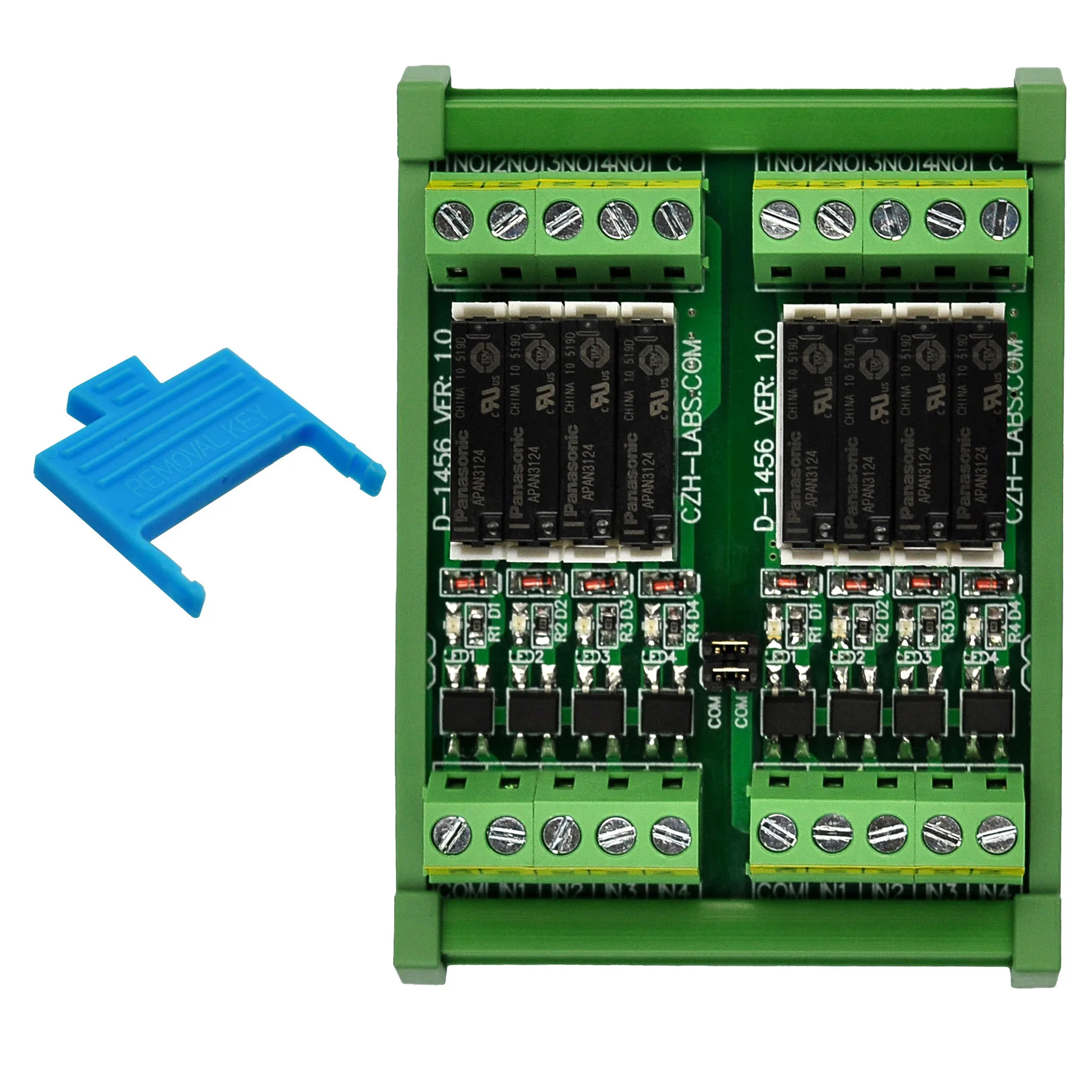 DIN Rail Mount AC/DC 5V 12V 24V 8 SPST-NO 5Amp Power Relay Module