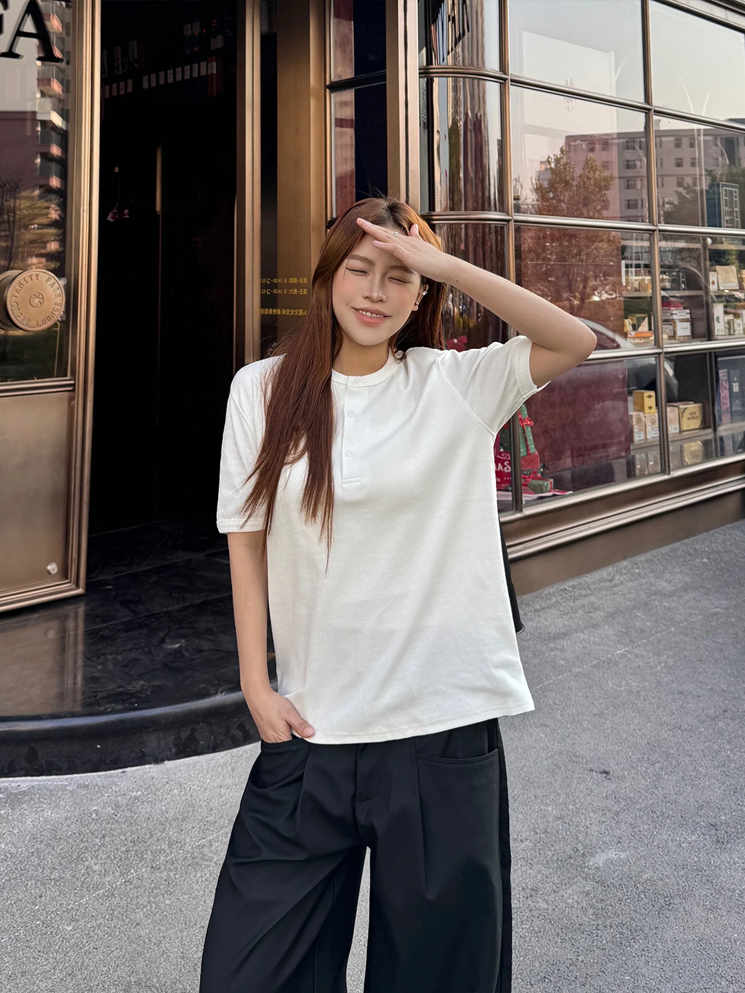 

Cleanfit American Sle High End ort Sve T-irt Knitted Casual Henry Collar Top for Men And Women Breathable Cotton Sum...