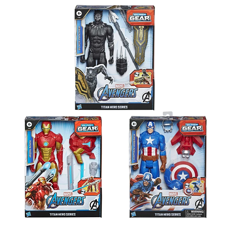 Marvel Avengers Titan Hero Series Blast Gear Iron Man Captain America Black Panther 12 Inch Action Figure Toy Boy Birthday Gifts