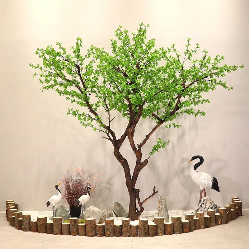 Имитация колокольчика, большие искусственные деревья, зеленое растение, пейзажное украшение, китайский пейзаж, водный внутренний двор, окно