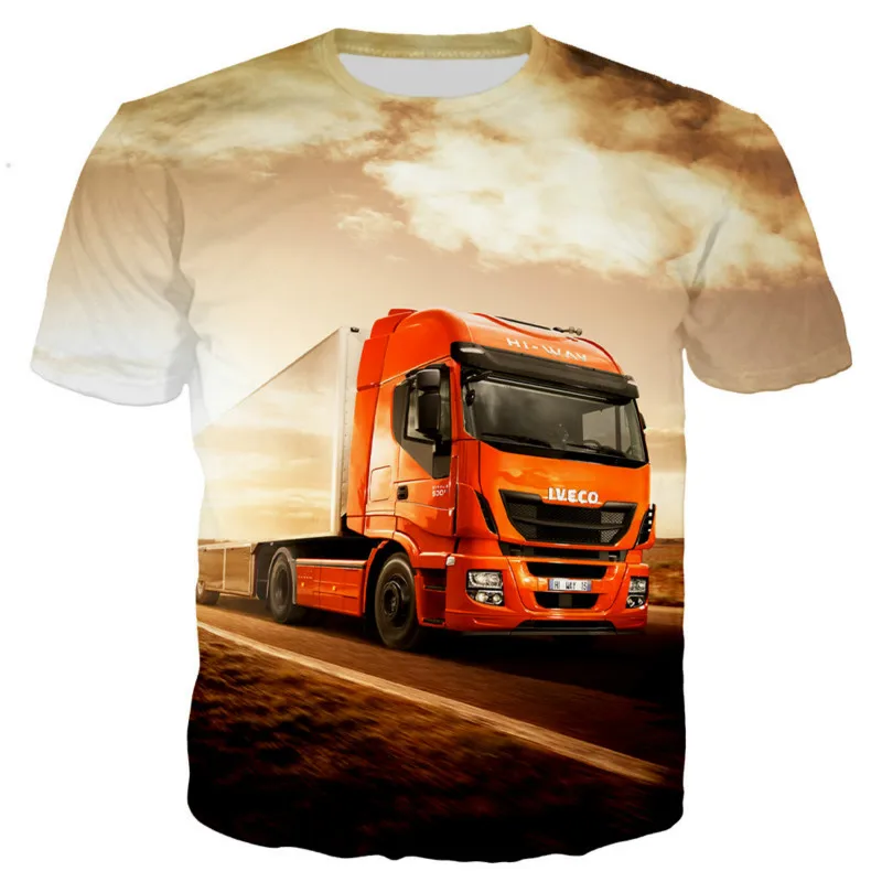 2022 Men\'s and Women\'s 3D Printing Couples Street Heavy Truck Fashion and Comfortable Casual T-shirt