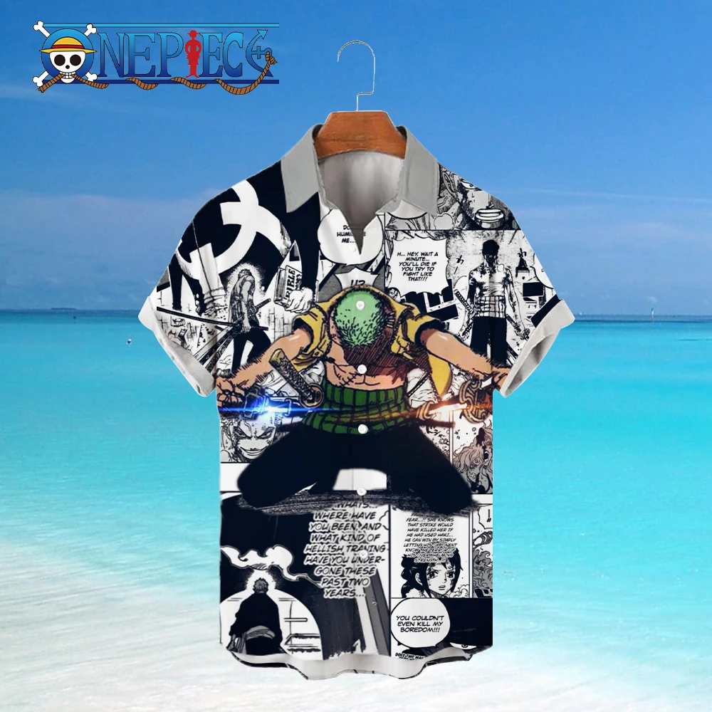 One Piece Social Shirt 2023 Men's Shirts Elegant Man Zoro Monkey D Luffy Blouse New Blouses Oversize Tops Short Sleeve Summer