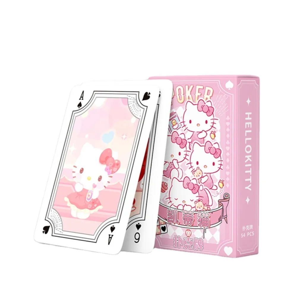 Sanrio Poker Kawaii Cartoon Kuromi Hello Kitty Cinnamoroll Melody Kid Playing Hobby Collectibles Card Games Toy Deck Collection