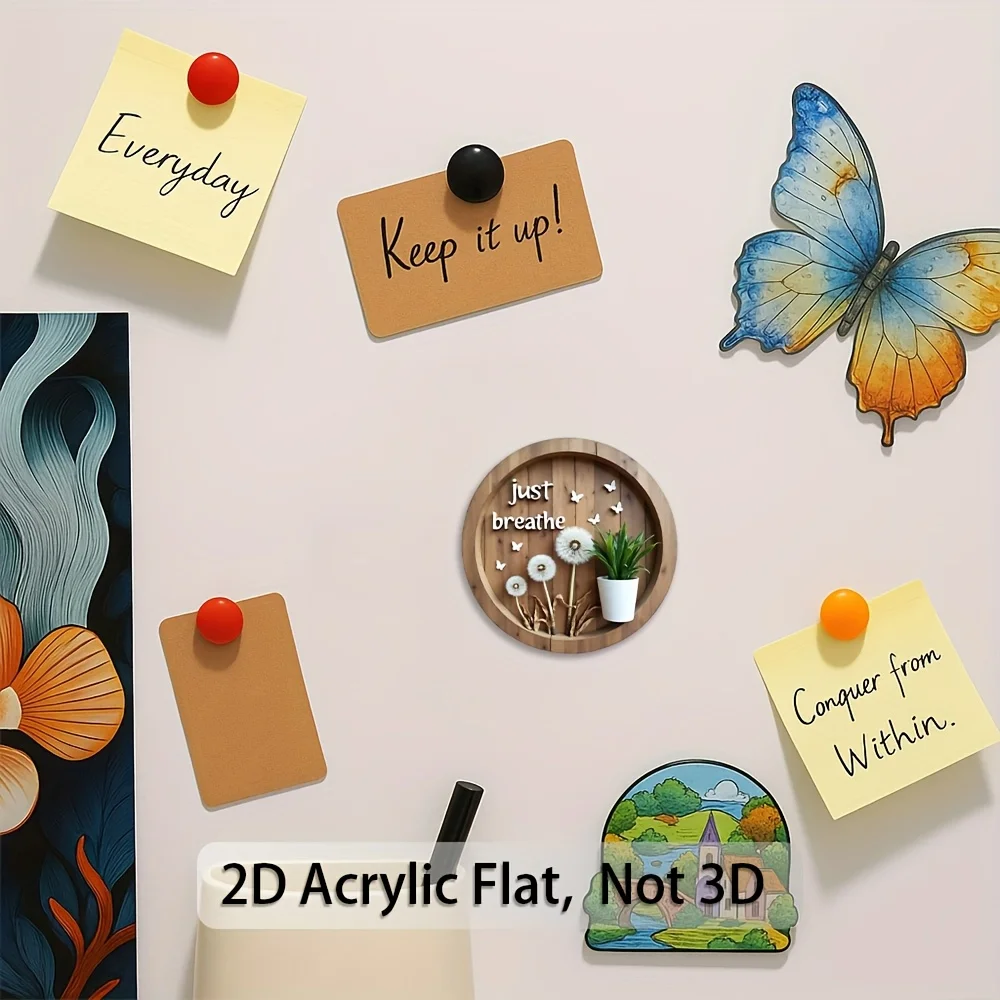 2D Flat, Acrylic Fridge Magnet Decorative Plaque-