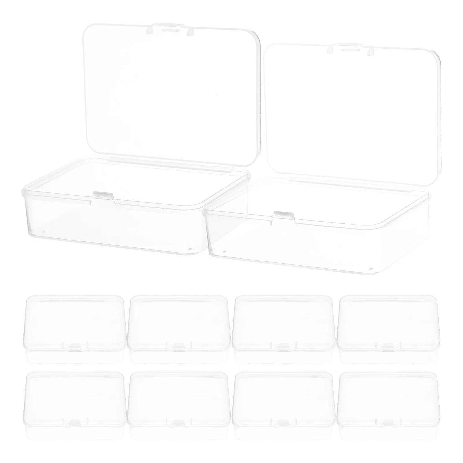 

10Pcs Mini Clear Rectangular Plastic Containers Stackable Storage Boxes Transparent Lids Jewelry Craft Button Organizing
