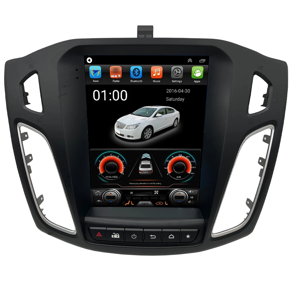 Reproductor Multimedia Inalámbrico para coche, dispositivo de 9,7 pulgadas con carplay, navegación GPS, estéreo, Android, estilo Tesla, para Ford Focus 2012-2016