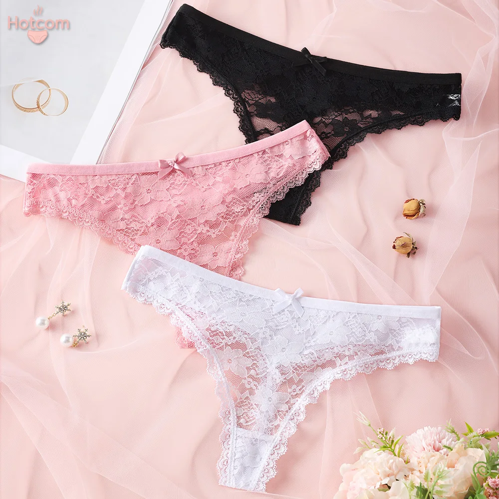 

Hotcom 3 шт. женское кружевное нижнее белье – сексуальные дышащие мягкие трусики, удобные бесшовные трусы с высокой талией, хлопковая промежность на каждый день