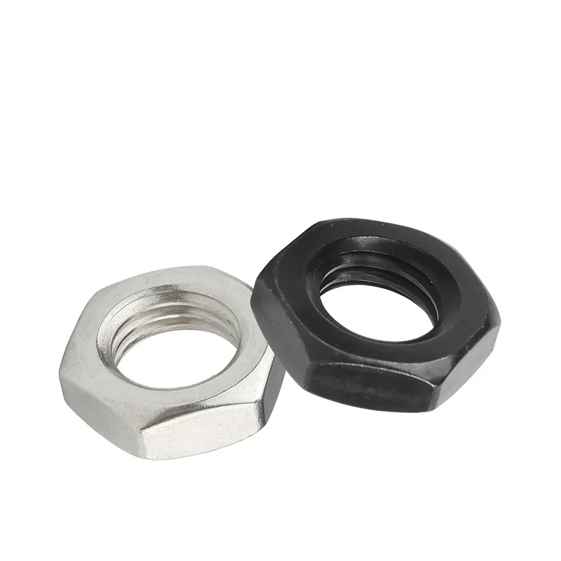 M2 M2.5 M3 M4 M5 M6 M8 M10 M12 M14 M16 M18 M20 M22 M24~M30 316/304 Black Stianless Steel Flat Hex Hexagon Wafer Low Thin Jam Nut
