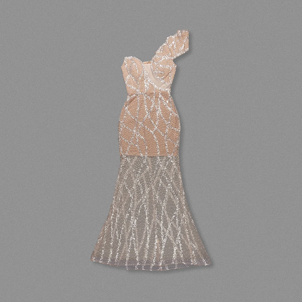 Luxuriöses One-Shoulder-Brautkleid mit transparentem Kristallverzierung für Damen im Meerjungfrau-Stil, ärmellos, sexy Ballkleider 2025, neue Vestidos