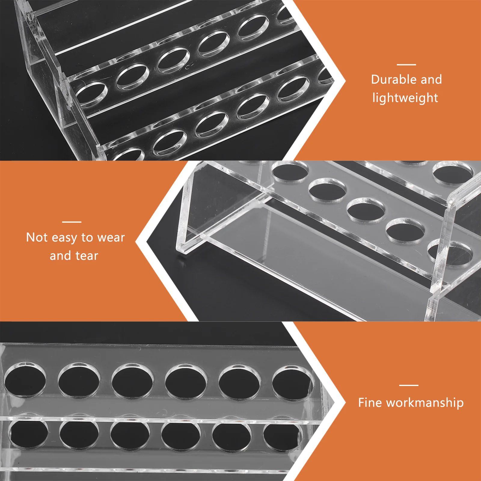 12 -hole Test Tube Rack Vial Holder Laboratory Shelf 2-layer Experiment Clear Stand Acrylic Centrifuge