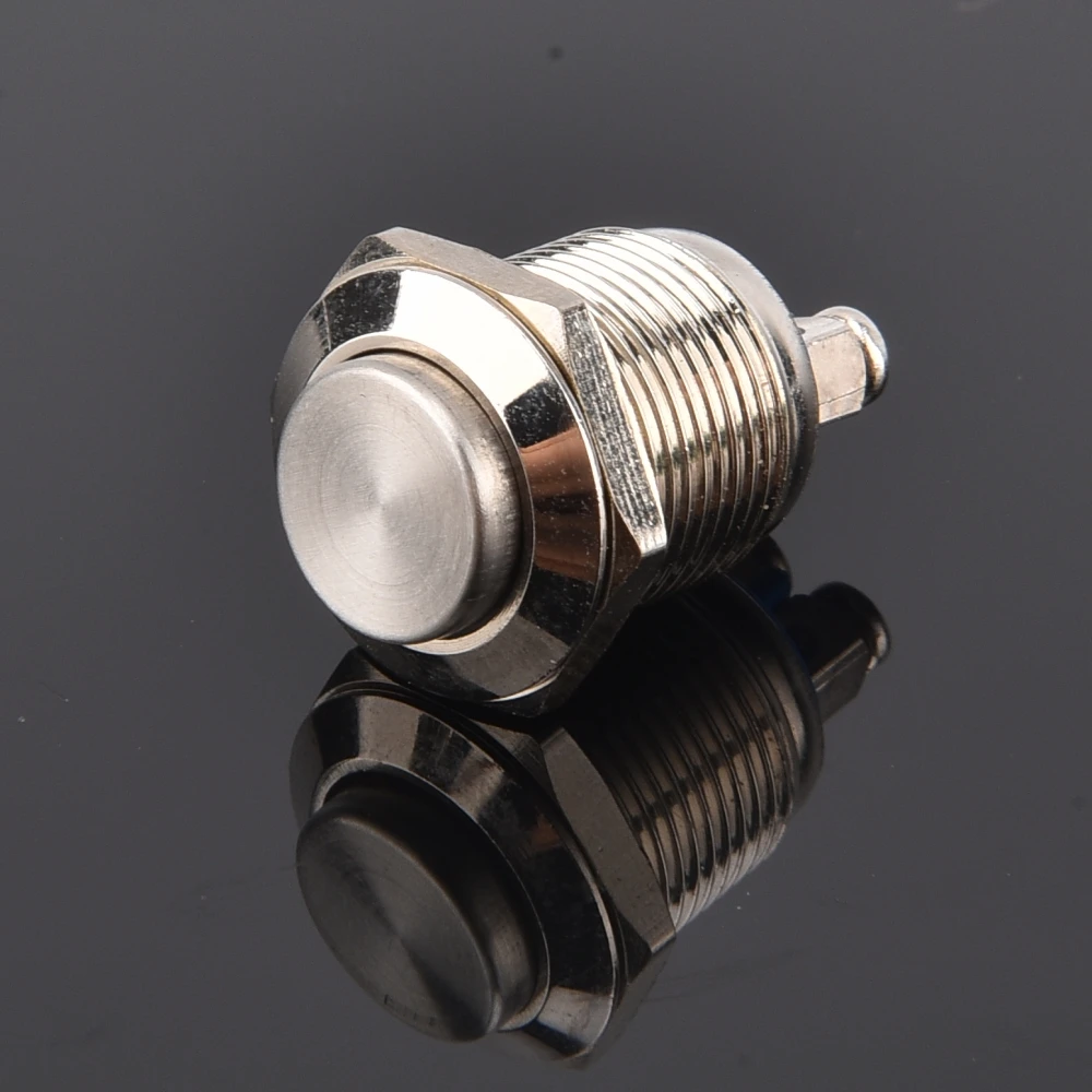 Brass 12mm Metal Button - IP65 Waterproof 2-Pin LED Glow Control Power Sign for Automobiles, Marine