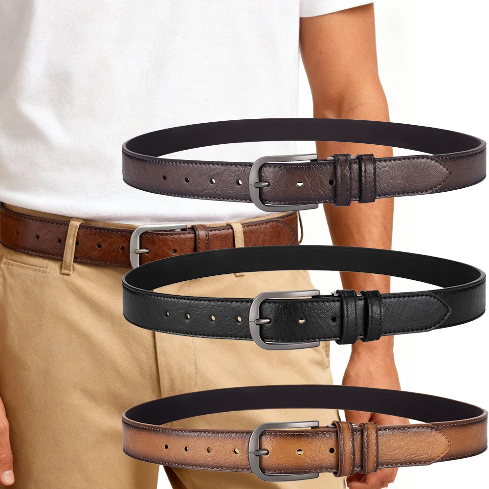 

New High Quality Men's Alloy Pin Buckle Belt Fashionable Men's Casual Pants PU Belt Trendy Men's Birthday Gift Wholesale