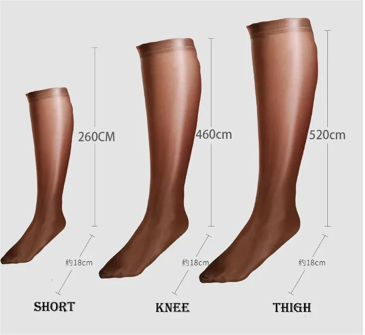 Length260-520cm Non-slip See Through Sexy Satin Glossy Socks Plus Size Japanese Oil Shiny Stockings