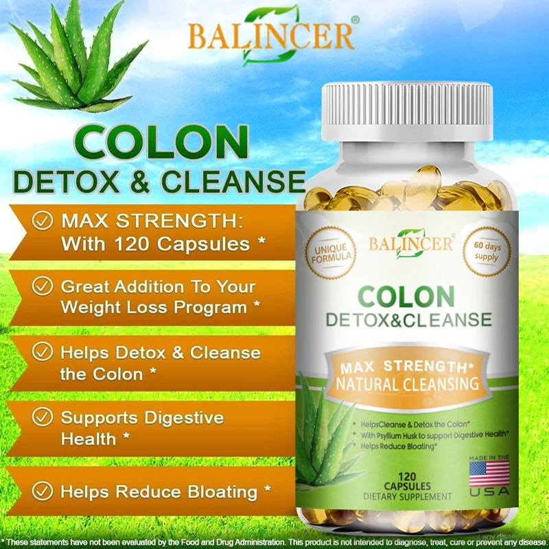 مكمل Balincer Cleanse and Detox - يدعم تنظيف الأمعاء وصحة الجهاز الهضمي للرجال والنساء، 120 كبسولة