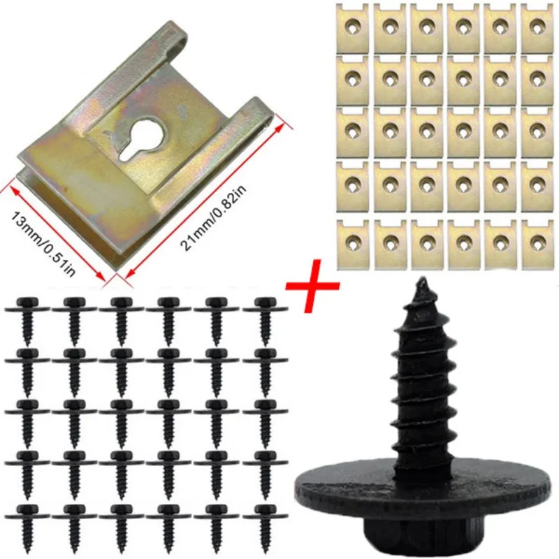 40/20pcs Hex Head Tapping Socket Bolt Screw Clips with Speed Fastener Engine Shield for Under Tray Splash Guard for BMW