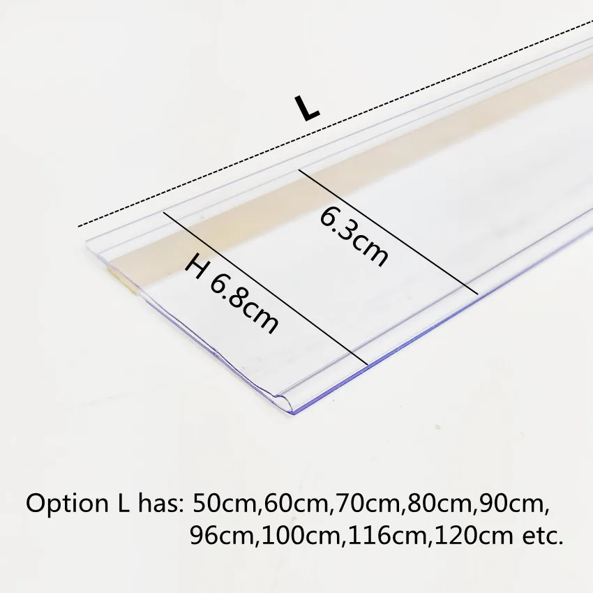 H6.8cm Long Plastic Merchandise Data Strips PVC Clip Holder Price Talker Sign Label Display Shelf  Adhesive Tape 1Pack