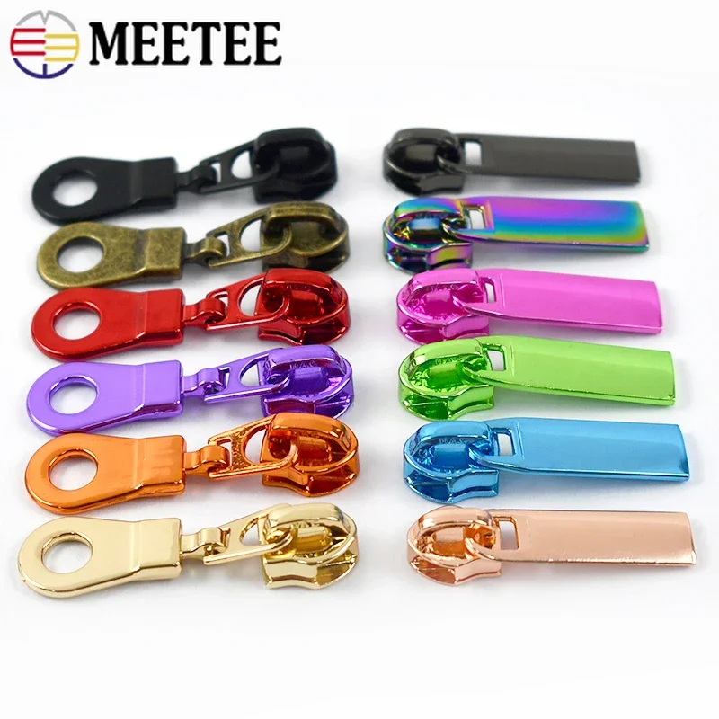 5/10/20Pcs Meetee 5# Zipper Slider for Nylon Zippers Tapes Down Jacket Pocket Zips Repair Kit Purse Zip Pull Head Accessories