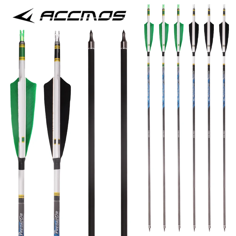 

28/30/31inch Pure Carbon Arrow ID6.2mm spine250/300/340/400/500/600/700/800 Arrow tube for Archery Hunting Feather Arrow