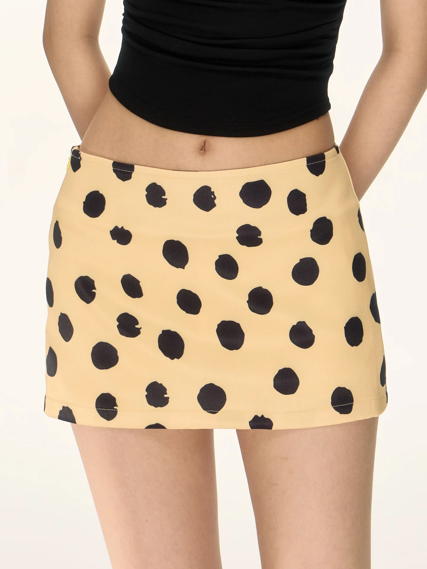 

Женская летняя облегающая юбка Nova B с низкой талией, желтая в горошек, с дизайном в стиле шорт, с высокой талией