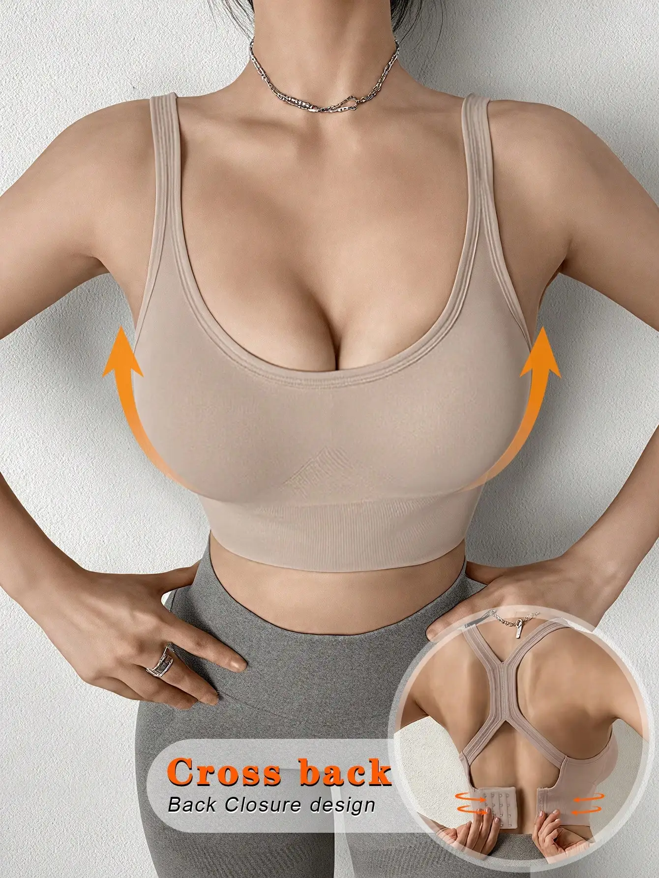 Sexy Push-Up-BHs für Damen, Sport-BH, Rückenkreuz-Unterwäsche, Yoga-Top, kabelloser BH, stoßfeste, bequeme Dessous für das Fitnessstudio – Detail 10