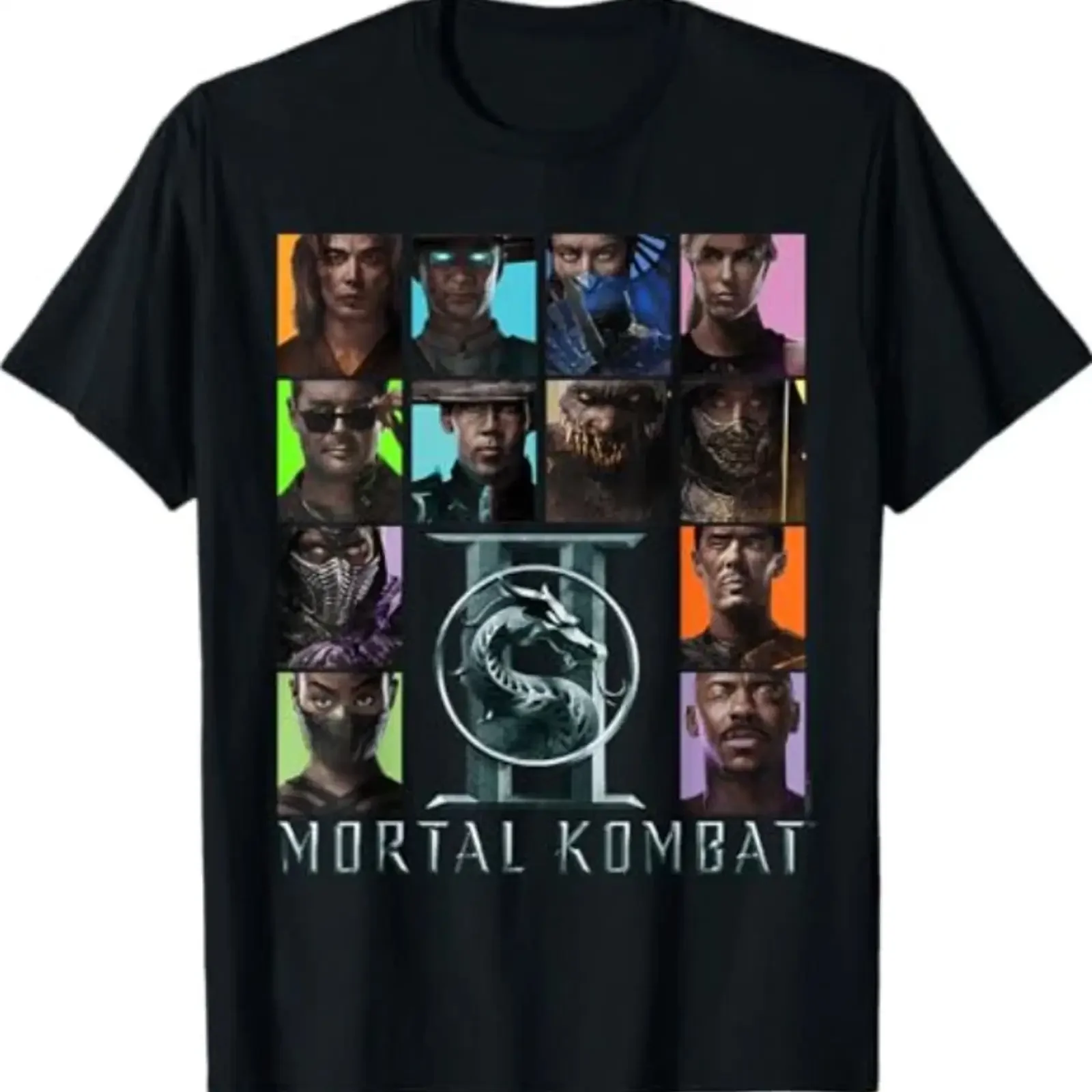 Mortal Kombat 2 Square Characters T Shirt vintage Washed Soft Comfortable streetwear designer clothes graphic Casual Stylish