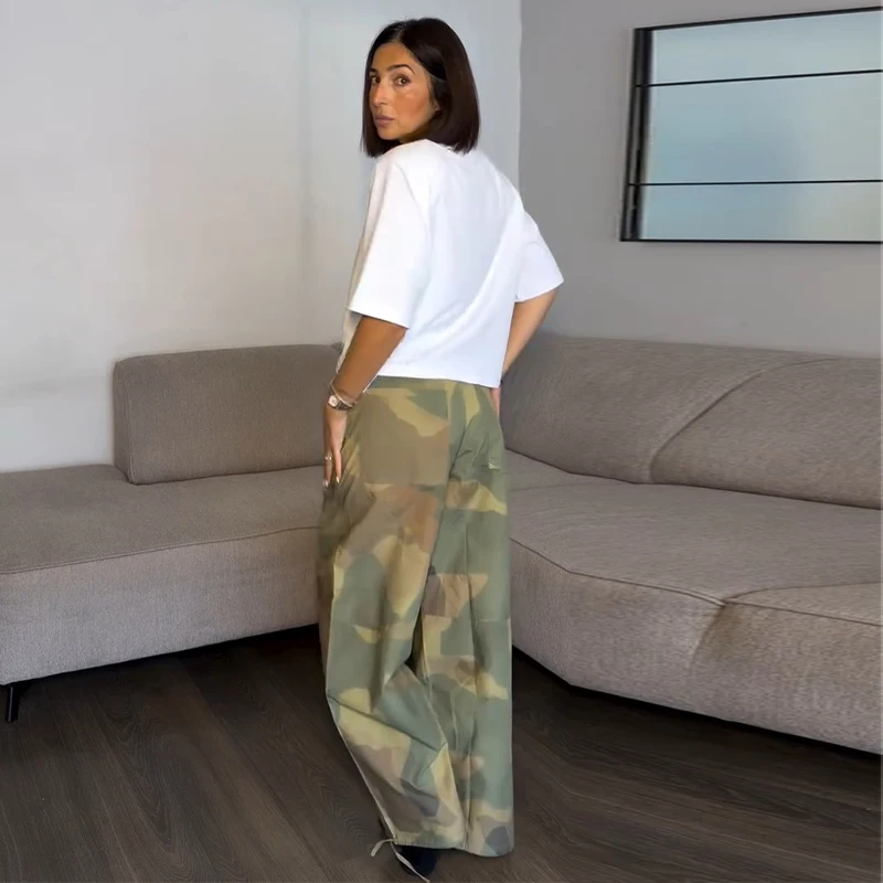 Elegant Printed Women's Pants Lace-Up Loose Soft Lady Long Trousers 2026 Autumn Winter Chic New Female All-Matched Street Slacks