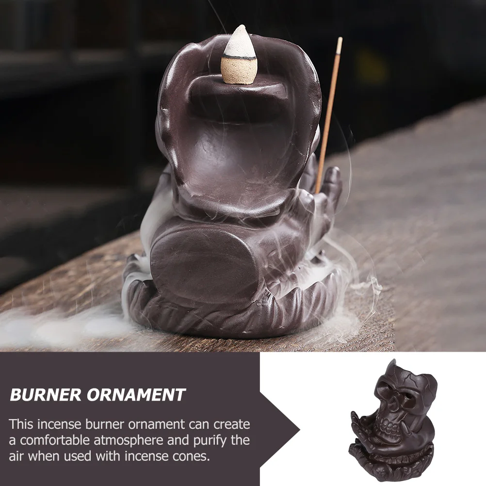 

Incense Skull Head Aromatherapy Furnace Burner Purple Sand Censer Craft Ornamental Decor Decoration