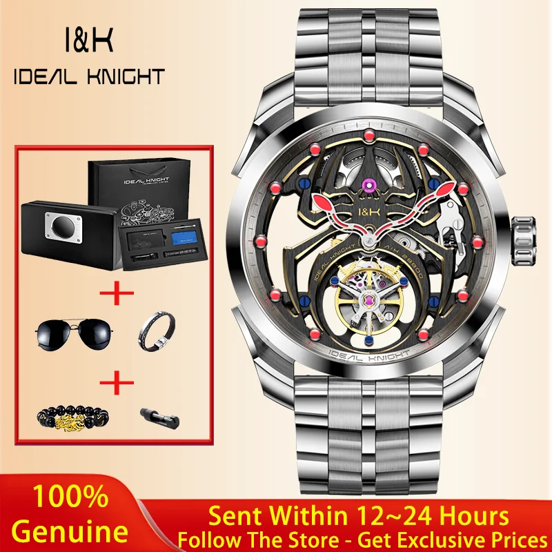 Ideal Knight 6802 Tourbillon Watch Men Automatic Mechanical Watch Luxury Brand High end Spider Dial Waterproof Sports Men Watch