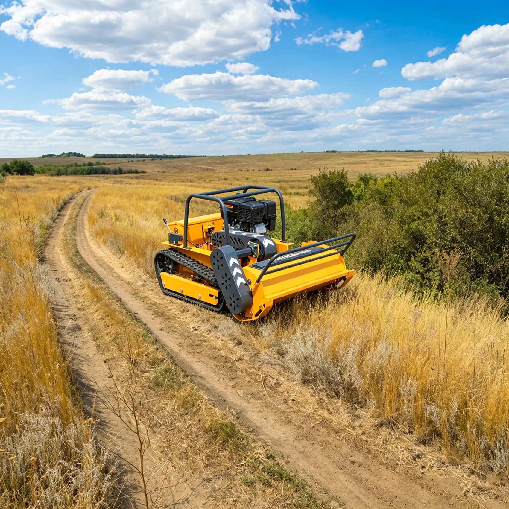 Customized remote-controlled tracked fully automatic lawn mower, electric all terrain orchard weeding machine
