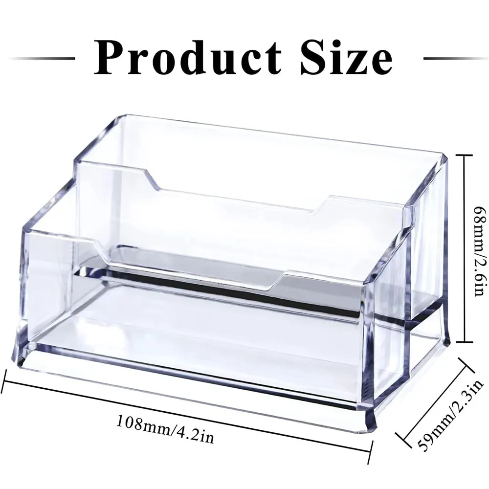 Transparent Acrylic Business Card Holder, Double-Layer Business Card Rack, Holds 100 Business Cards - An Essential Office Supply
