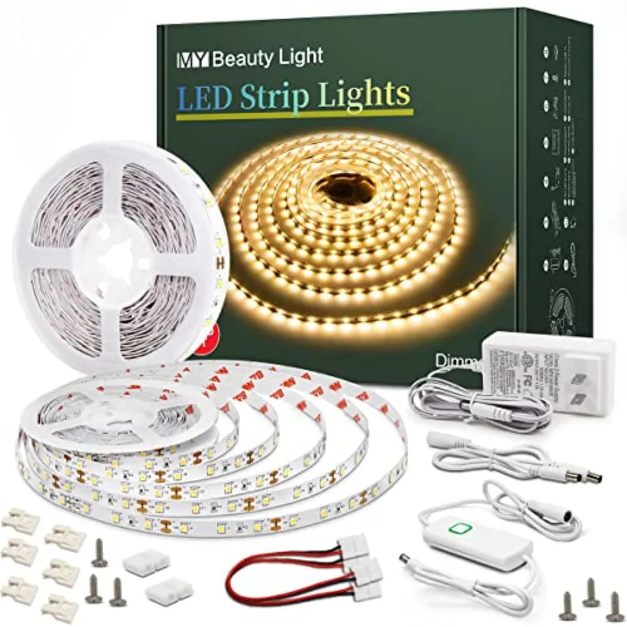 Led Strip Lights Dimmable Led Light Strip Flexible Rope Lights Kits with 24v Etl Power Supply, Adhesive Clips, Dimmer Switch an view 2