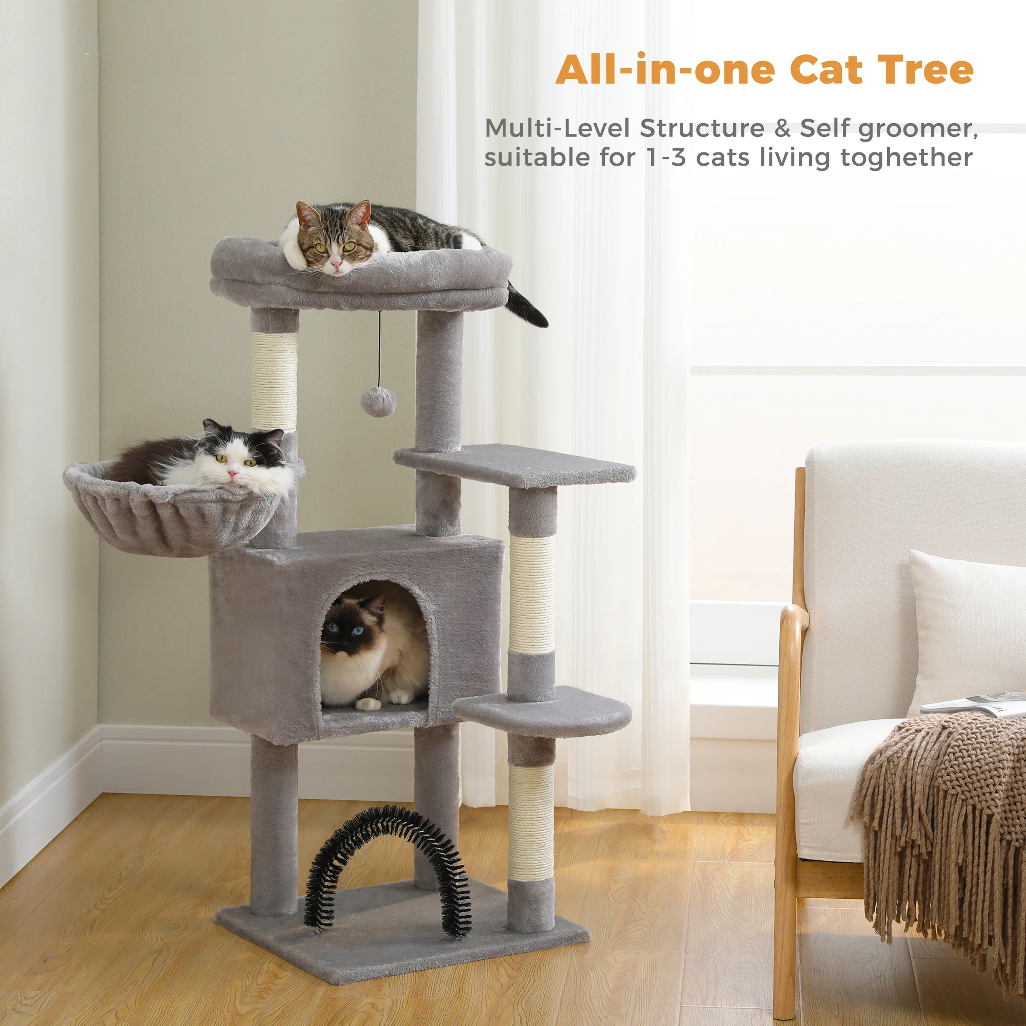 Imagem -04 - Multi-nível Cat Tree Tower com Condo Arranhar Post Brinquedo do Gato Pet Acessórios Casa Pet Produtos