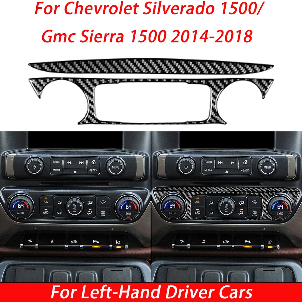 Para Chevrolet Silverado 1500/GMC Sierra 1500 2014-2018, Panel de Control de Aire Acondicionado de Fibra de Carbono, Accesorios Interiores para Automóvil, Adhesivo Decorativo