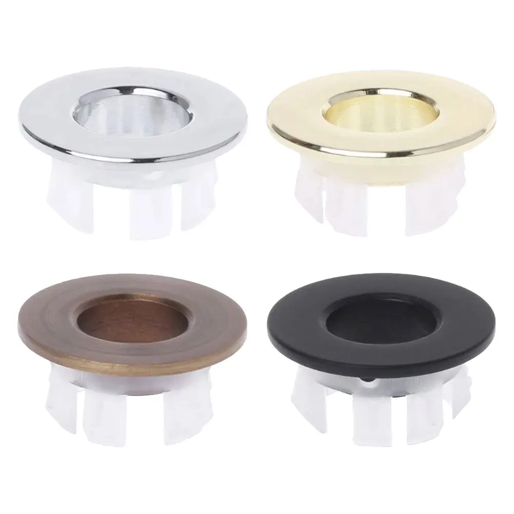 

4pcs Sink Overflow Covers Stainless Plastic Bathroom Kitchen Waterproof Drain Hole Easy Installation