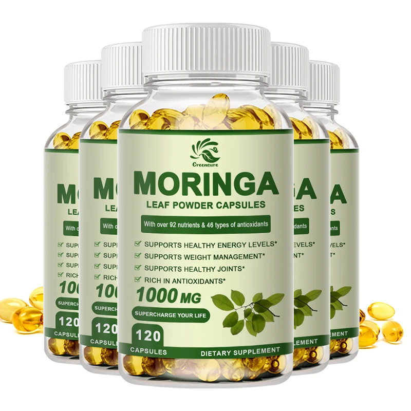 

Greensure 60/120 Pcs Moringa Extract Capsules Anti Stress Improve Sleep Enhance immunity