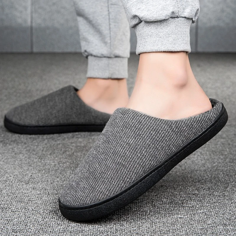 

Autumn Winter Home Large-sized Couple's Style Flat Form-fitting Solid Color Suede Silent Comfortable Anti-slip Cotton Slippers