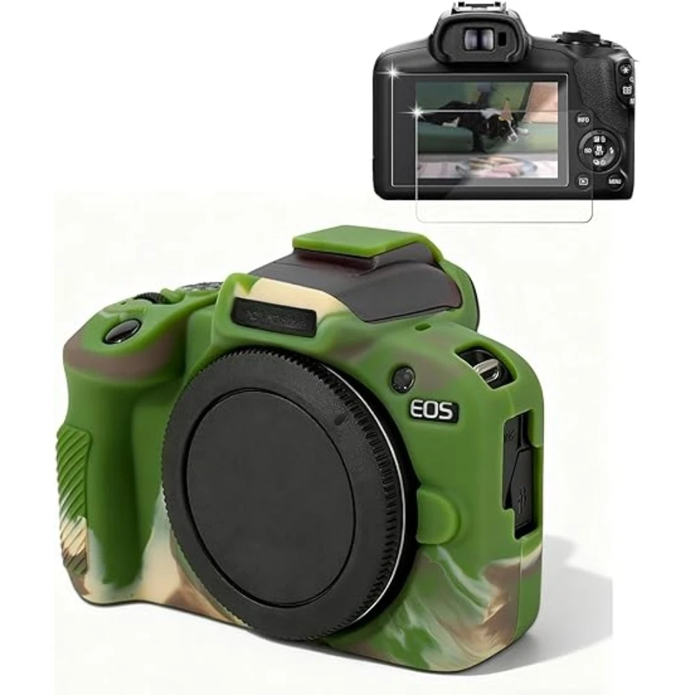 

Soft Rubber Case，For Canon EOS R100 Protector Mirrorless Cameras Only New R100 Silicone Armor Skin Case + Free Tempered Film