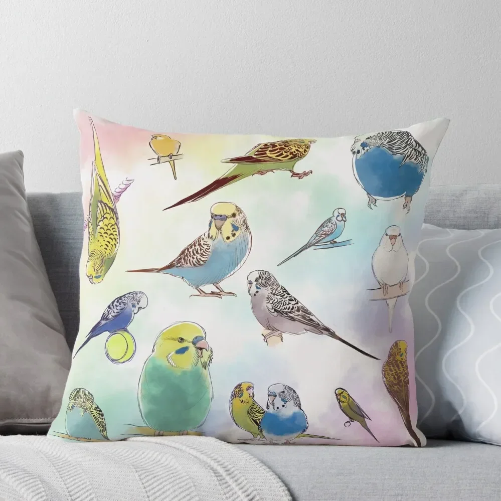 Budgies Throw Pillow Pillows Aesthetic Custom Cushion Photo Pillow