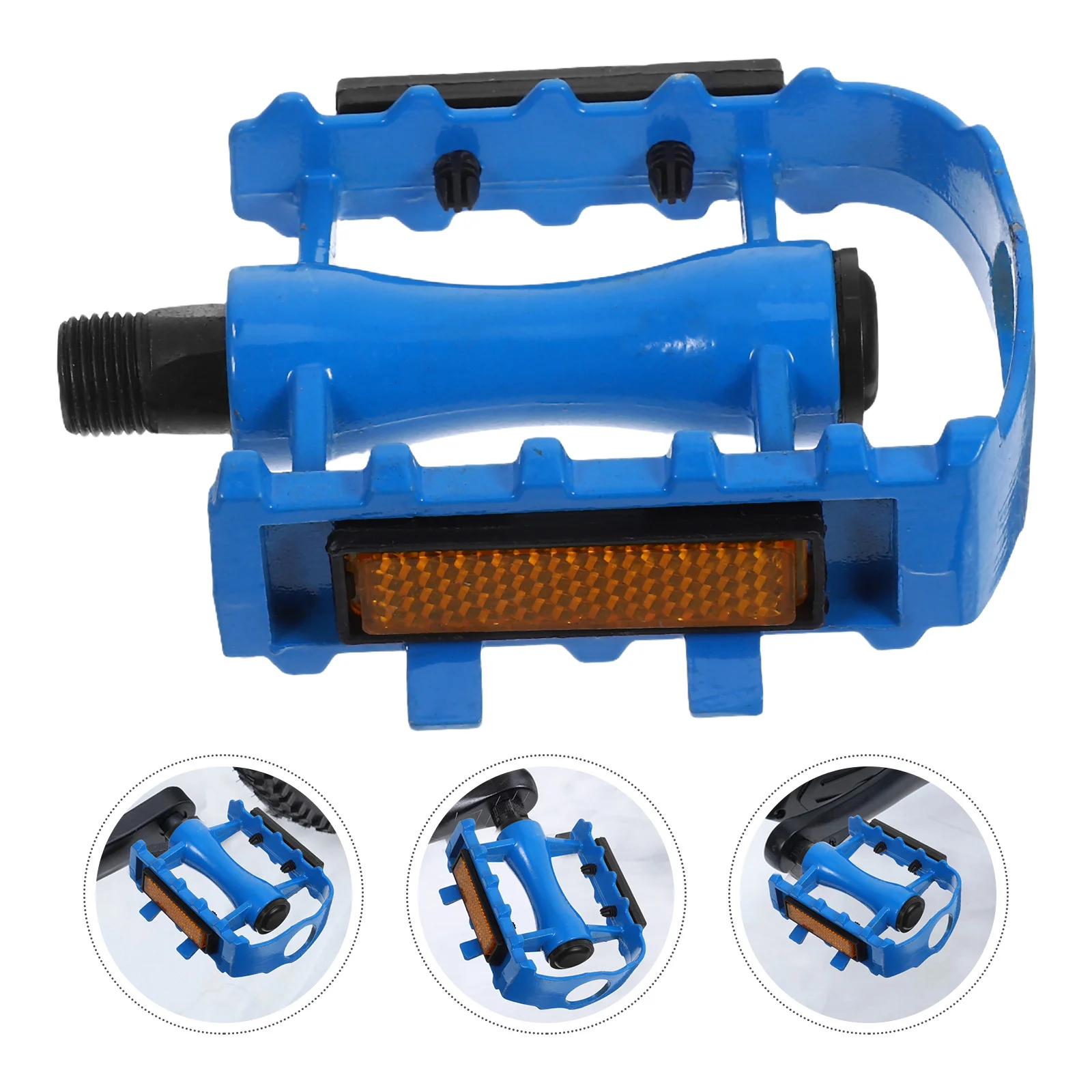 

1 Pair Aluminum Alloy Mountain Bike Blue Anti-Slip Spikes Reflective Stripe Durable Platform For Road Fixed Gear Universal Use