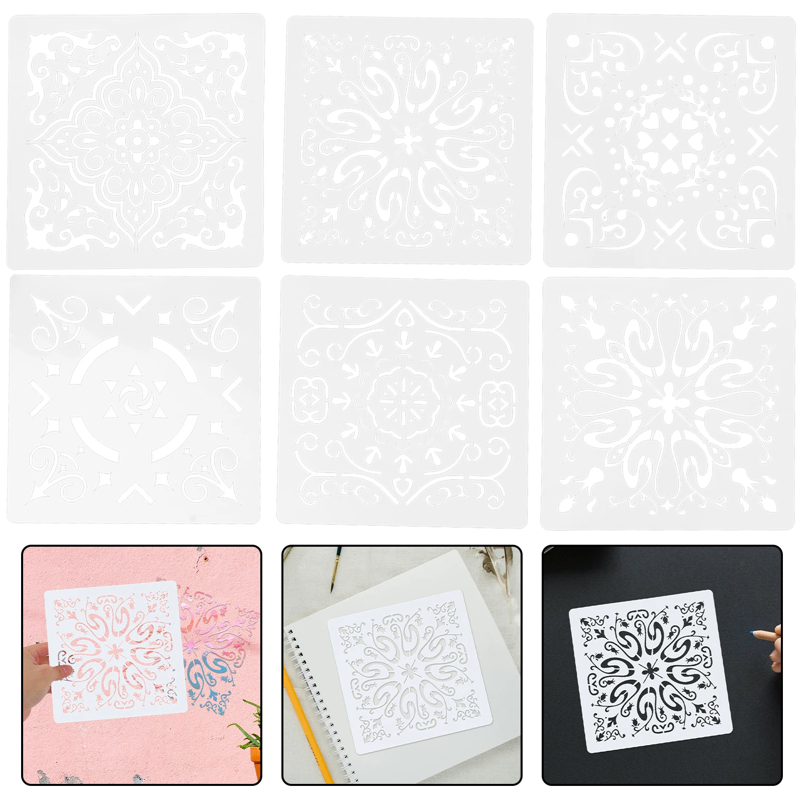 

7pcs Wall Painting Spray Templates Reusable Stencils Mandala Patterns Decorative DIY Elements Portable Fine Workmanship