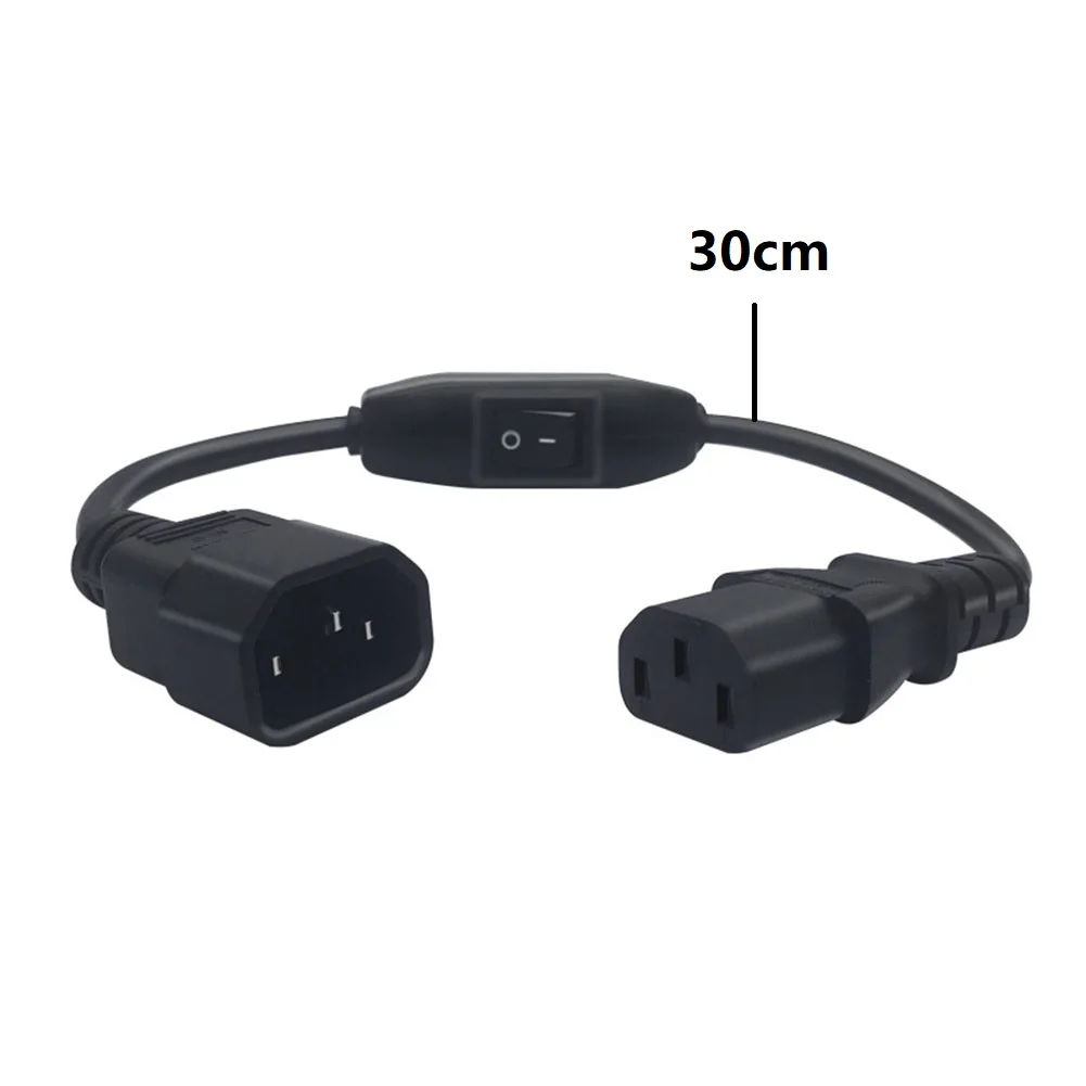 For Computer Monitors C14 To C13 Power Cord 30cm Length 30cm Power Extension Cable Energy Efficient Flame Retardant