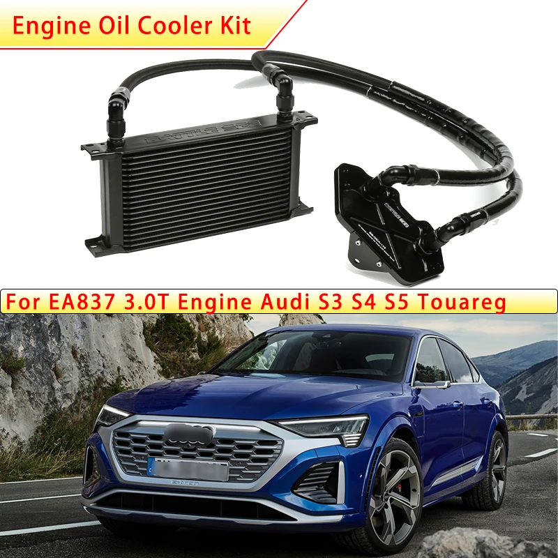 Engine Oil Cooler Kit For VAG Audi S3 S4 3.0T EA837 Volkswagen Series Touareg Engine Oil Filter Sandwich Plate Adapter BBOCK-113