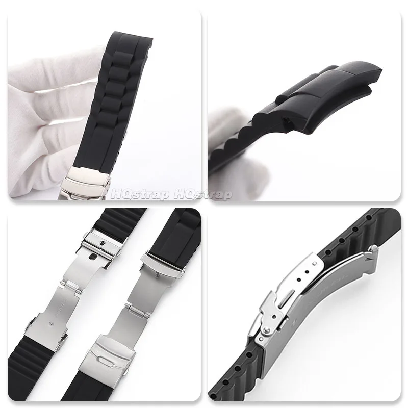 سيليكون حزام 16 مللي متر 18 مللي متر 20 مللي متر 22 مللي متر 24 مللي متر 26 مللي متر منحني نهاية المطاط حزام الساعات للطي مشبك سوار الرياضة معصمه مقاوم للماء #4