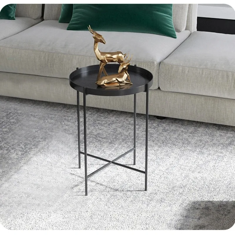 Double-Layer Nordic Small Coffee Table Living Room Sofa Small Round Table Simple Modern Mini Bedroom Bedside Table